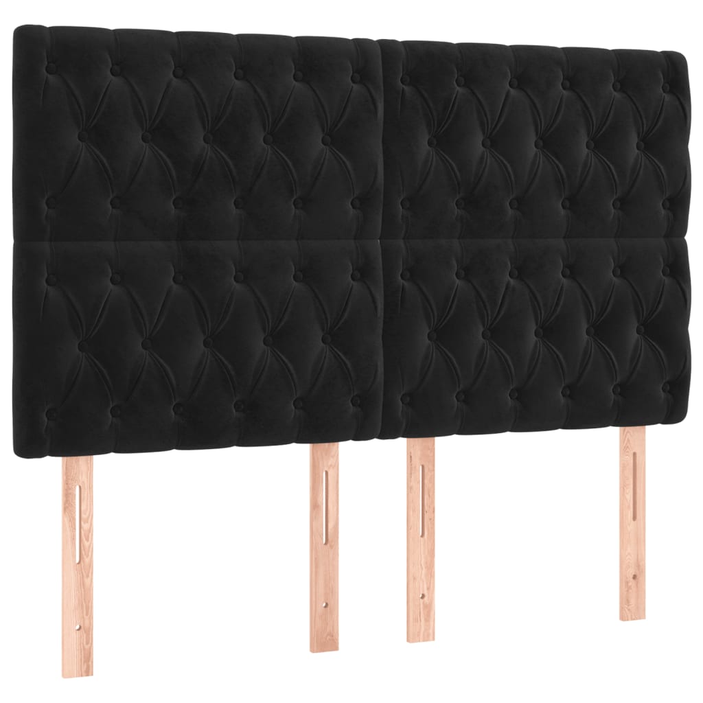 Box Spring Bed with Mattress&LED Black 153x203 cm Queen Size Velvet