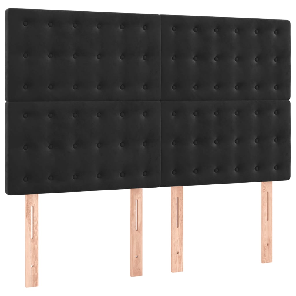 Box Spring Bed with Mattress&LED Black 153x203 cm Queen Size Velvet