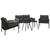 5 Piece Balcony Furniture Set with Cushions Black Steel