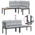 Garden Bench Set with Cushions 4 pcs Black Powder-coated Steel