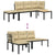 Garden Bench Set with Cushions 3 pcs Black Powder-coated Steel