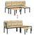 Garden Bench Set with Cushions 3 pcs Black Powder-coated Steel