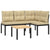 Garden Bench Set with Cushions 3 pcs Black Powder-coated Steel