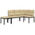 Garden Bench Set with Cushions 3 pcs Black Powder-coated Steel