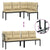 Garden Bench Set with Cushions 3 pcs Black Powder-coated Steel