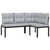 Garden Bench Set with Cushions 3 pcs Black Powder-coated Steel