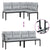 Garden Bench Set with Cushions 3 pcs Black Powder-coated Steel