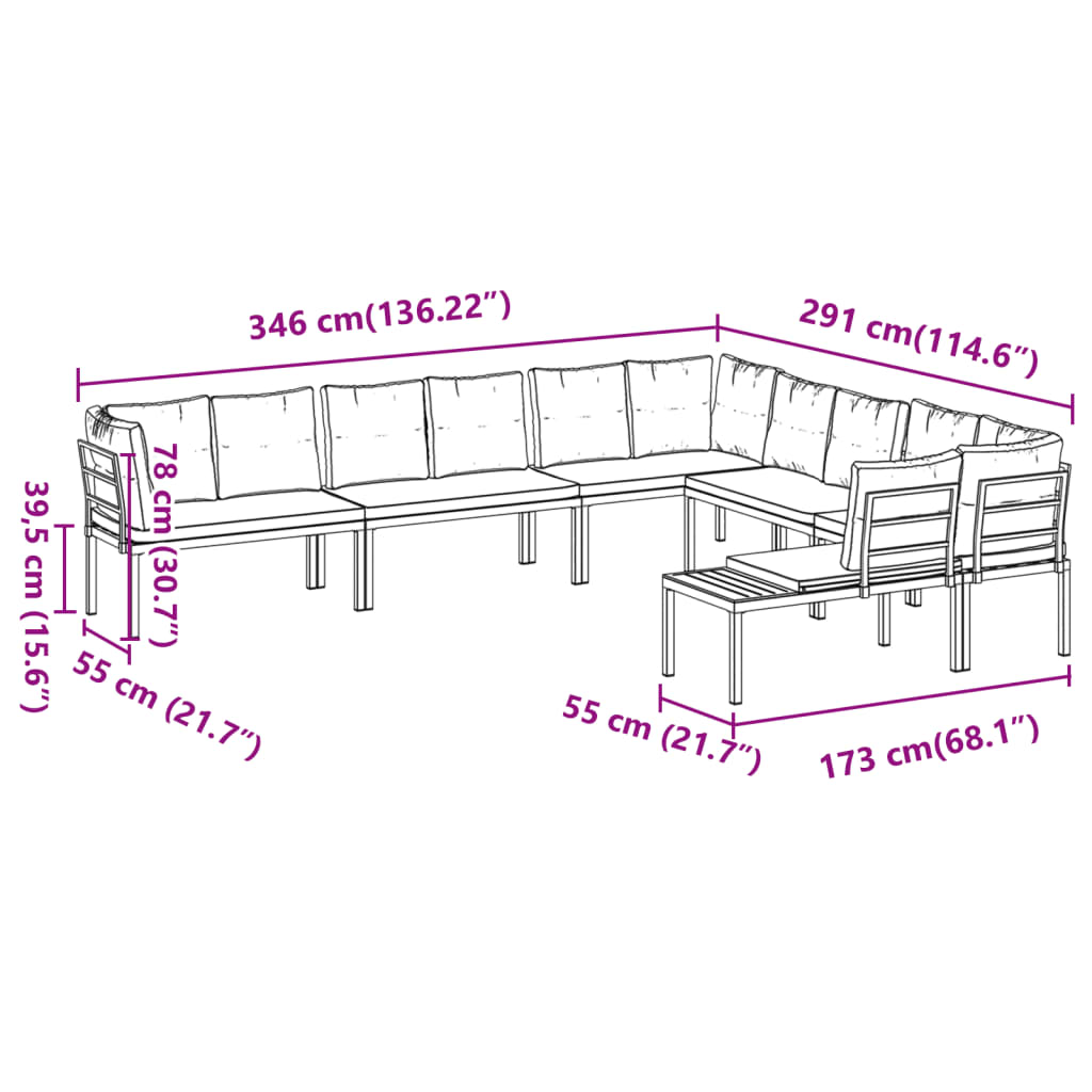 6 Piece Garden Sofa Set with Cushions Black Powder-coated Steel