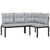 5 Piece Garden Sofa Set with Cushions Black Powder-coated Steel