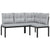 4 Piece Garden Sofa Set with Cushions Black Powder-coated Steel