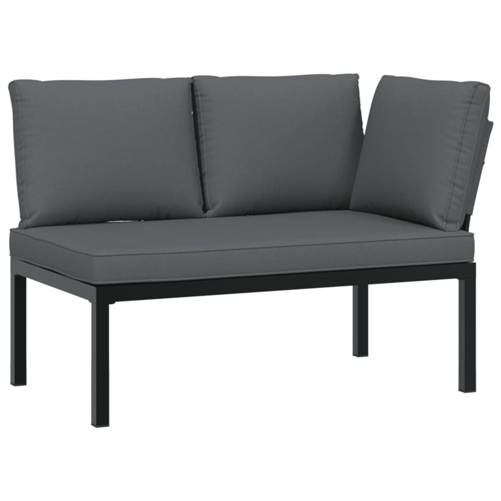 5 Piece Garden Sofa Set with Cushions Black Aluminium