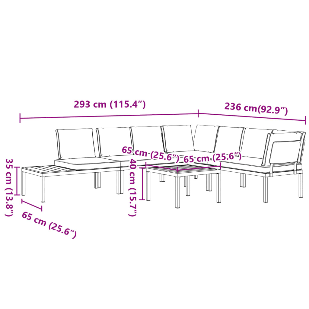 5 Piece Garden Sofa Set with Cushions Black Aluminium