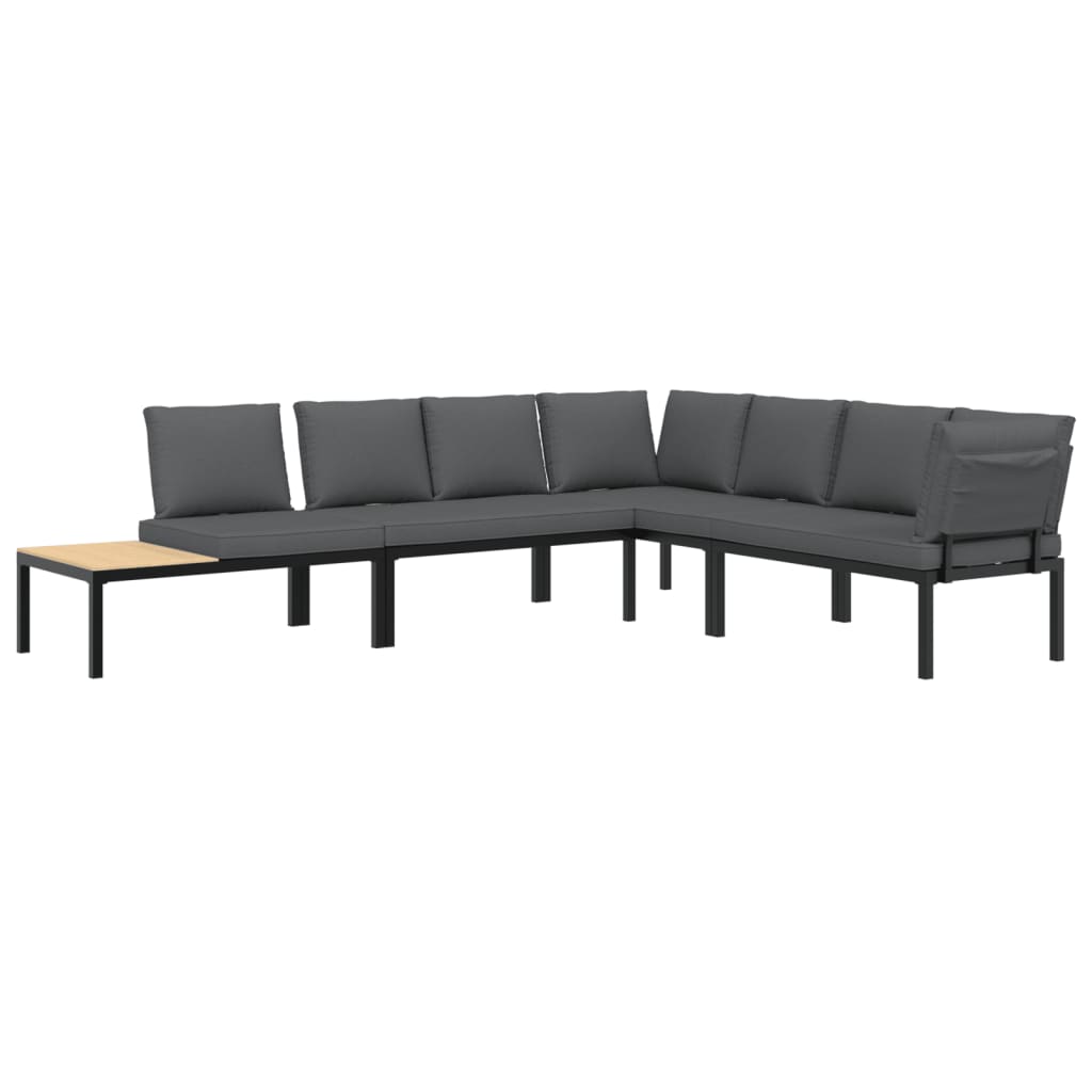 4 Piece Garden Sofa Set with Cushions Black Aluminium