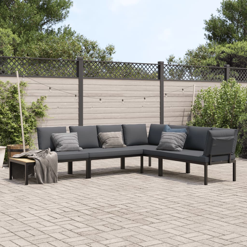 4 Piece Garden Sofa Set with Cushions Black Aluminium