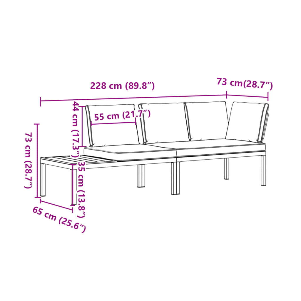 2 Piece Garden Sofa Set with Cushions Black Aluminium