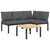 3 Piece Garden Sofa Set with Cushions Black Aluminium