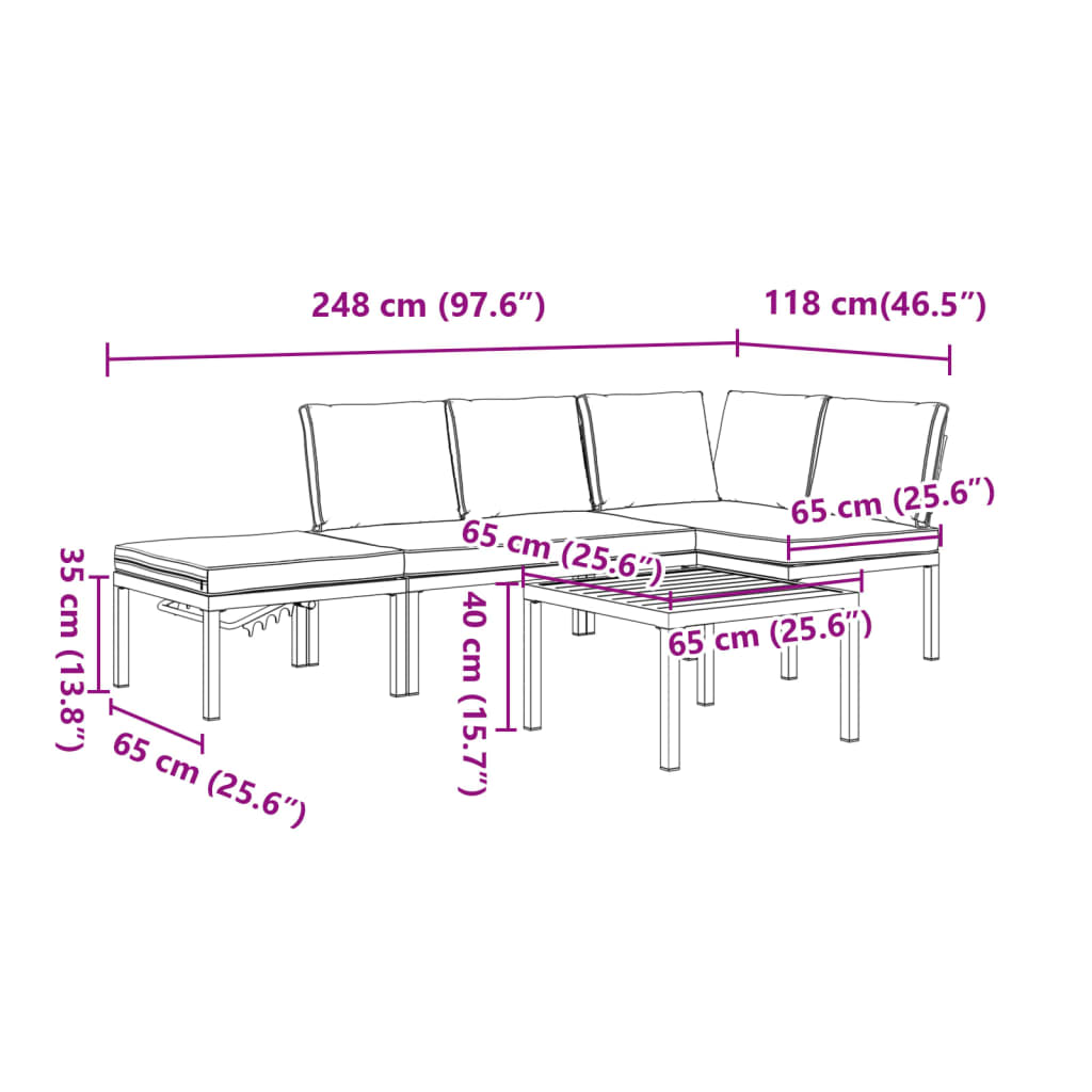 4 Piece Garden Sofa Set with Cushions Black Aluminium