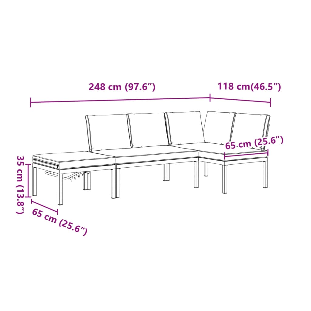 3 Piece Garden Sofa Set with Cushions Black Aluminium