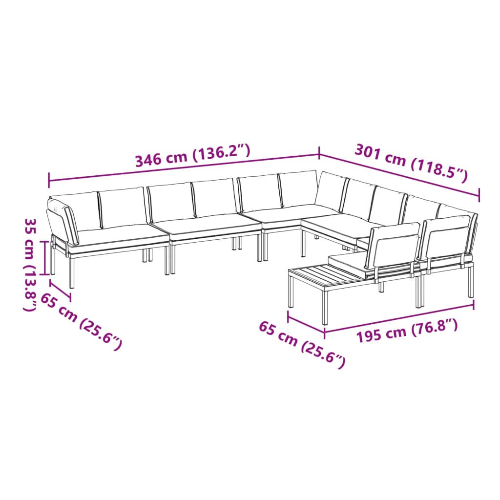 6 Piece Garden Sofa Set with Cushions Black Aluminium