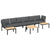 5 Piece Garden Sofa Set with Cushions Black Aluminium