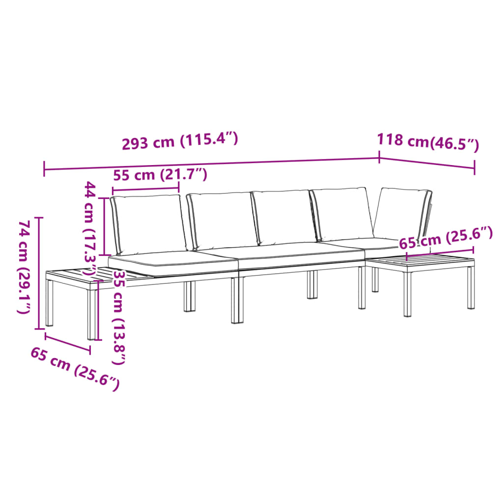 3 Piece Garden Sofa Set with Cushions Black Aluminium