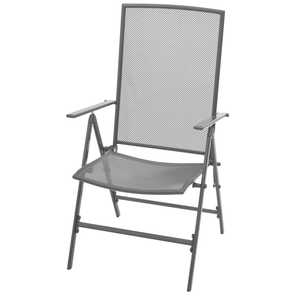 Reclining Garden Chair Set 3 Piece Anthracite Powder-coated Steel