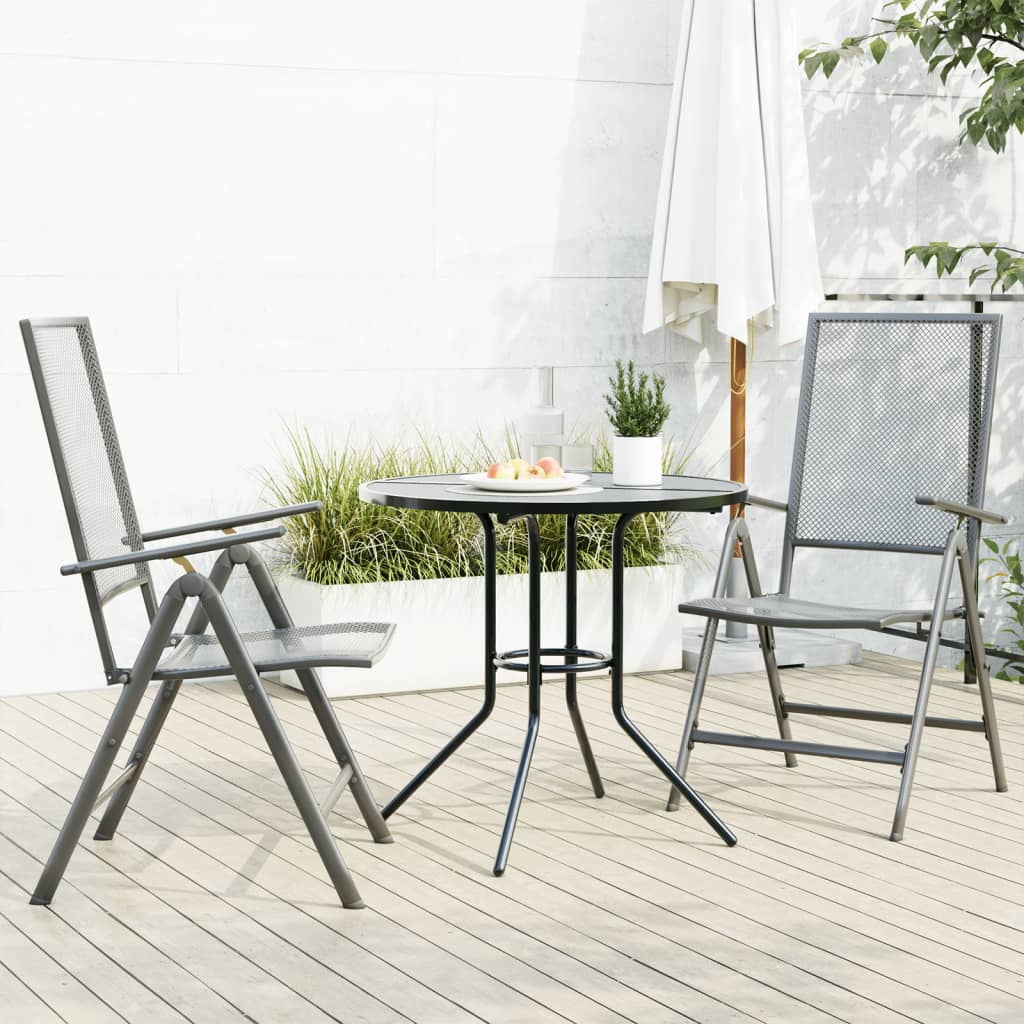 Reclining Garden Chair Set 3 Piece Anthracite Powder-coated Steel