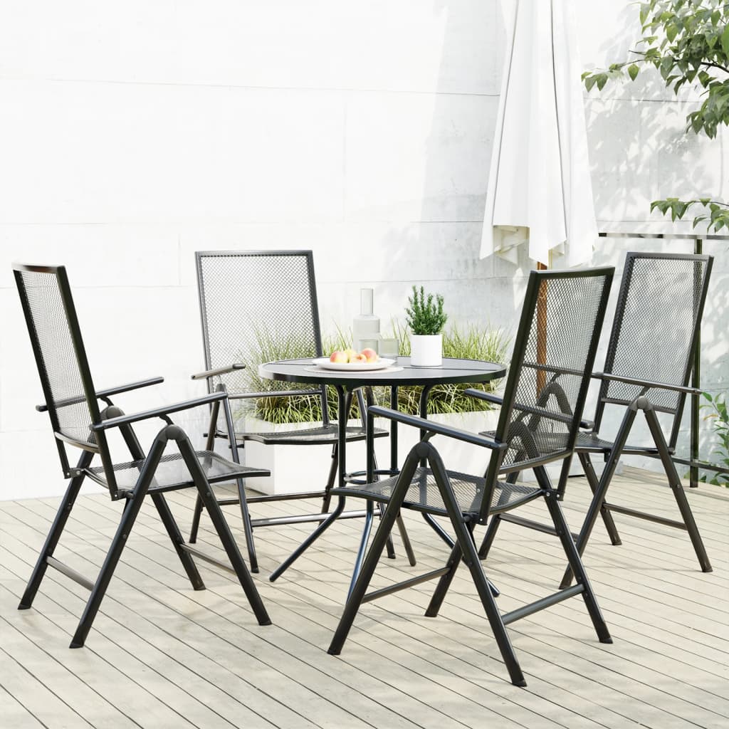 Reclining Garden Chair Set 5 Piece Anthracite Powder-coated Steel