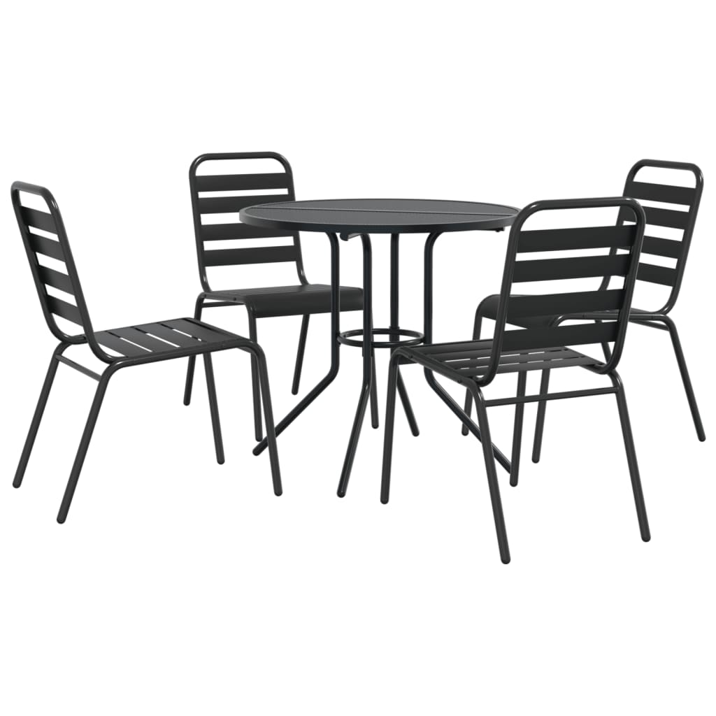 Stackable Garden Chair Set 5 Piece Anthracite Powder-coated Steel