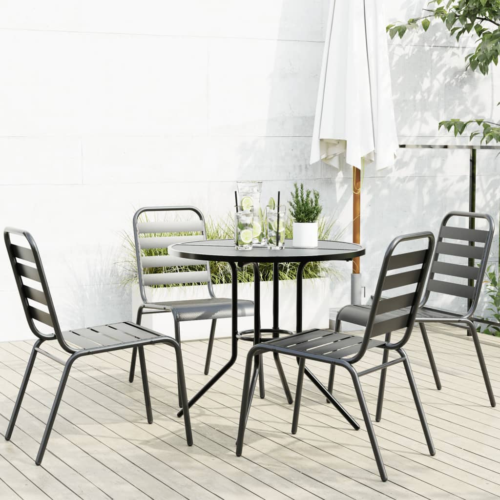 Stackable Garden Chair Set 5 Piece Anthracite Powder-coated Steel