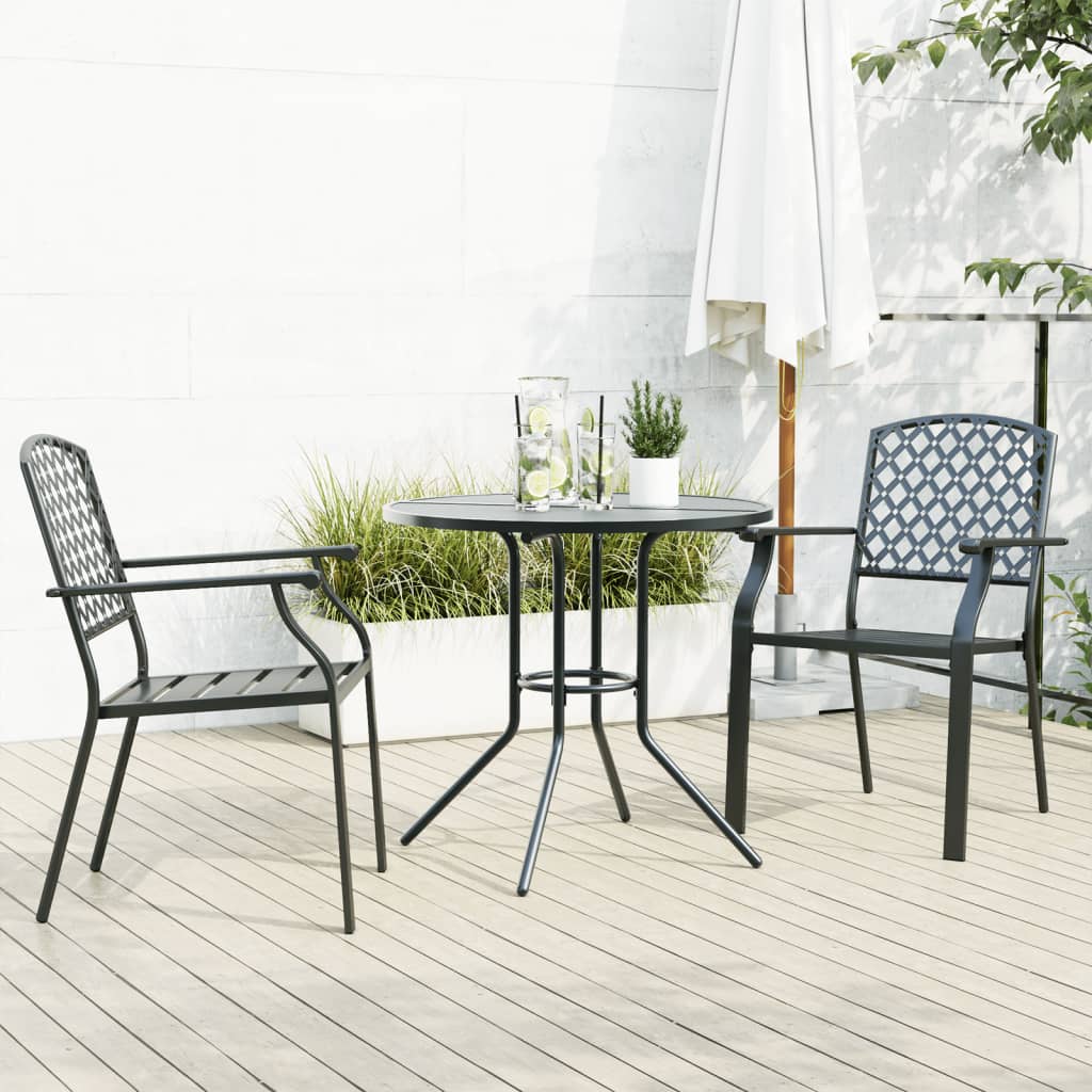 Stackable Garden Chair Set 3 Piece Anthracite Powder-coated Steel