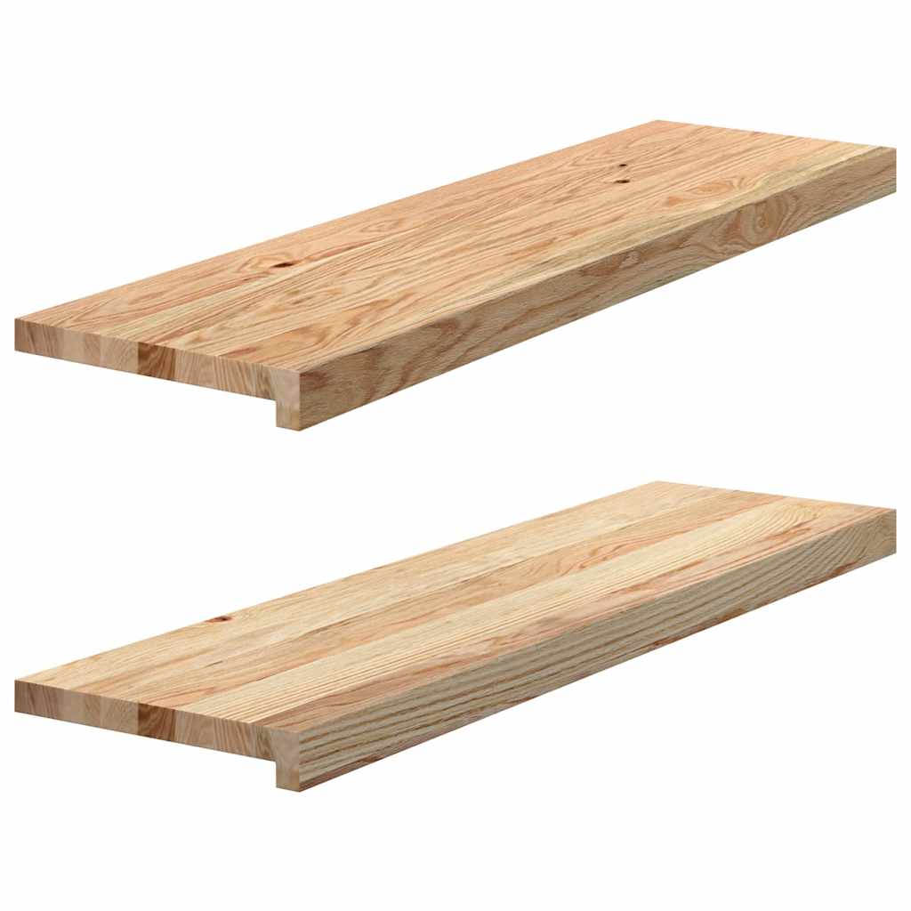 Stair Treads 2 pcs Untreated 90x30x2 cm Solid Wood Oak