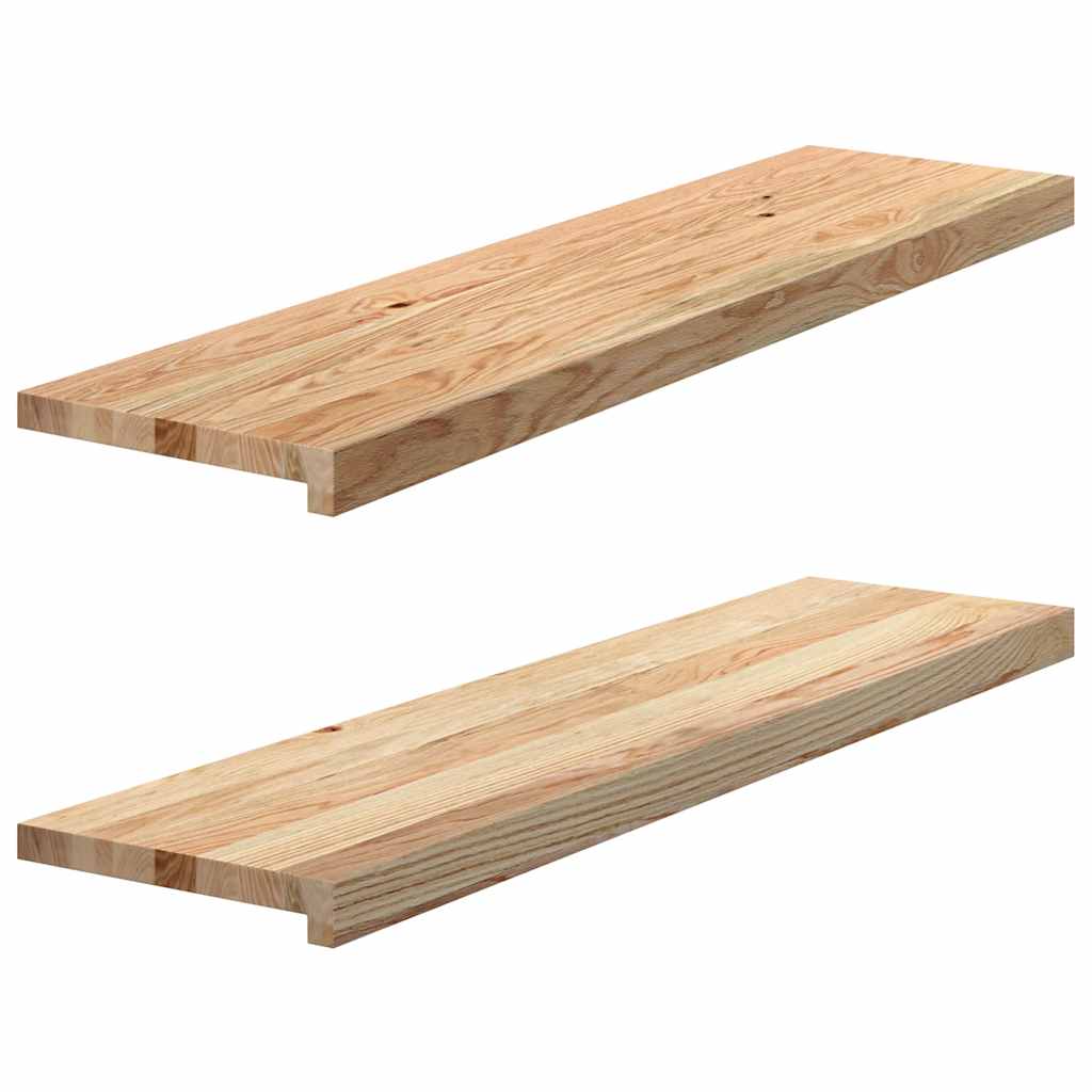 Stair Treads 2 pcs Untreated 100x30x2 cm Solid Wood Oak