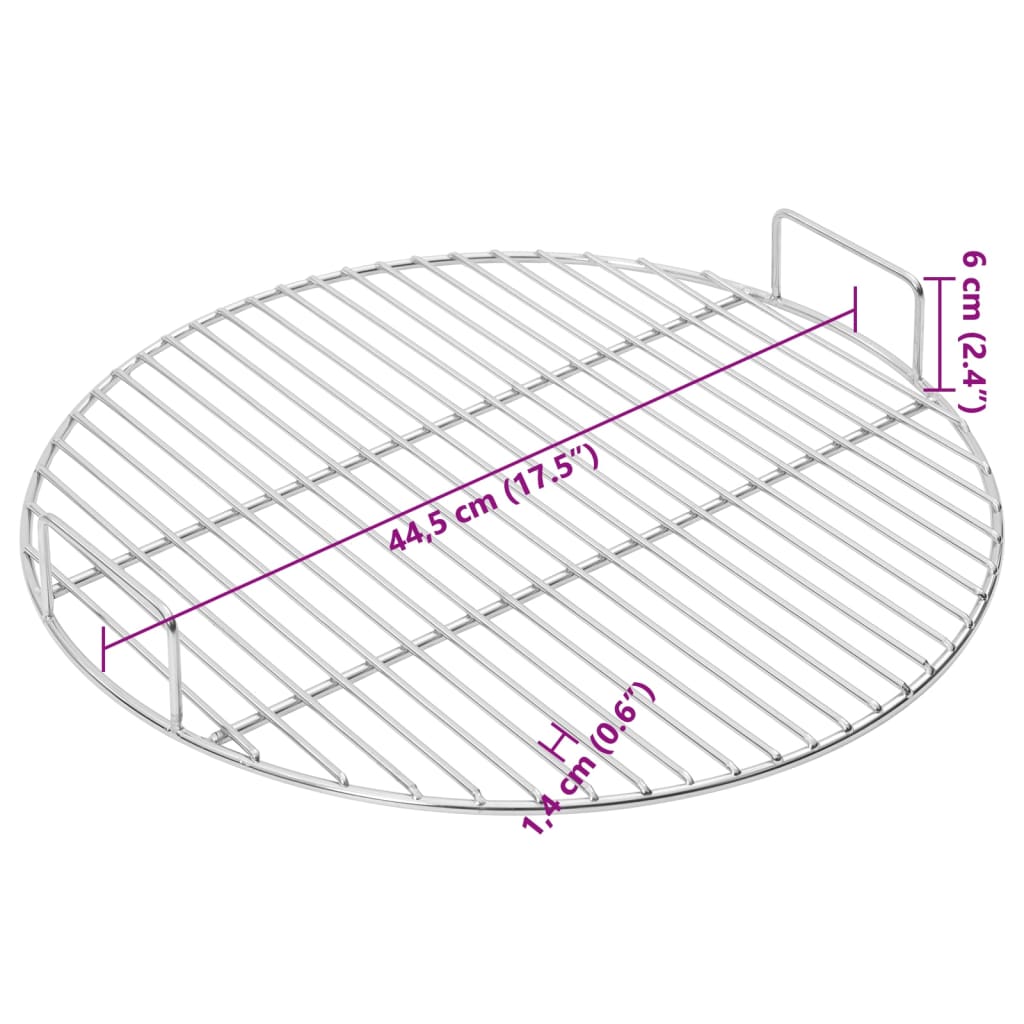 BBQ Grill Grate with Handles Round Ø44.5 cm 304 Stainless Steel
