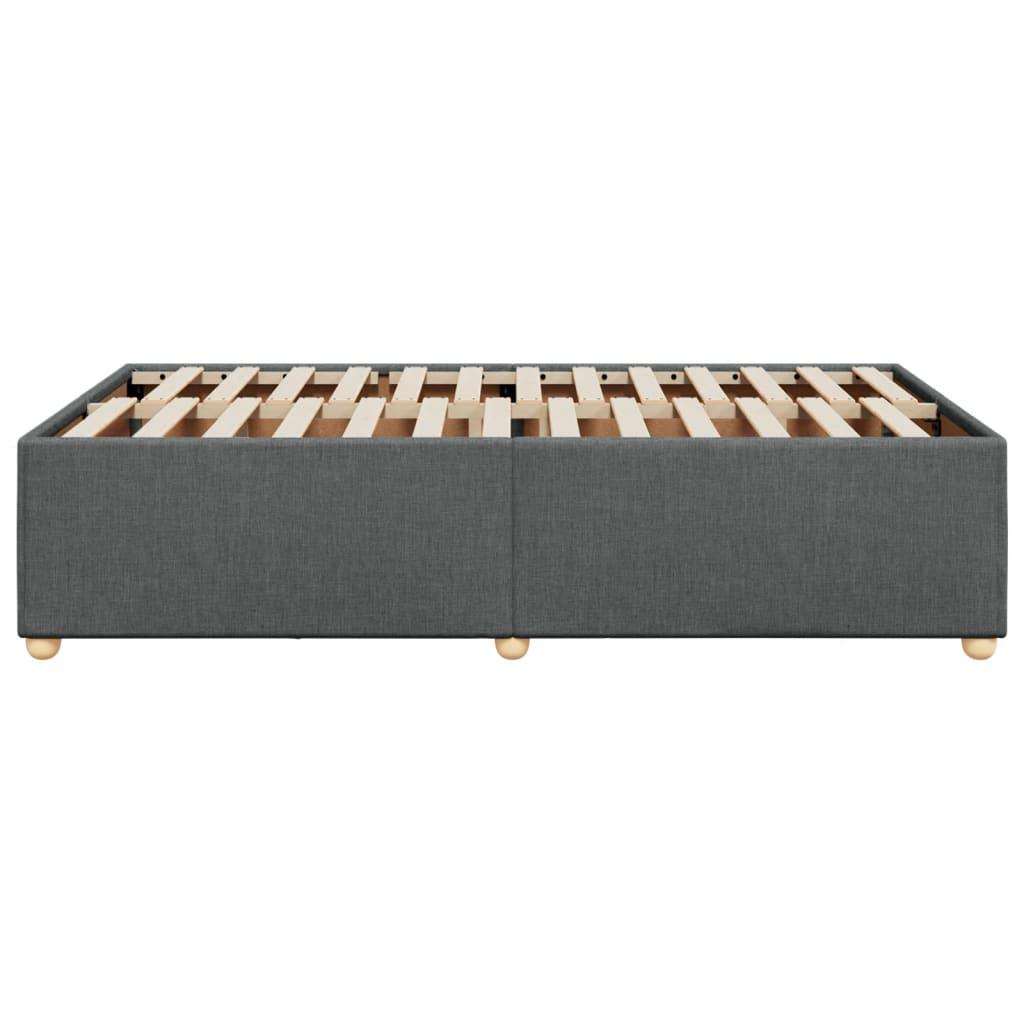 Bed Frame without Mattress Dark Grey Double Fabric