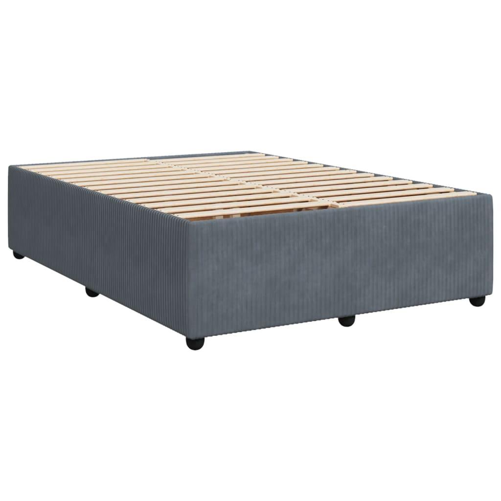 Bed Frame without Mattress Dark Grey Queen Velvet