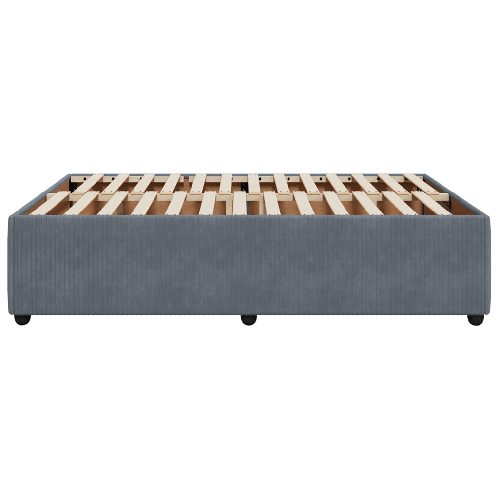 Bed Frame without Mattress Dark Grey Queen Velvet