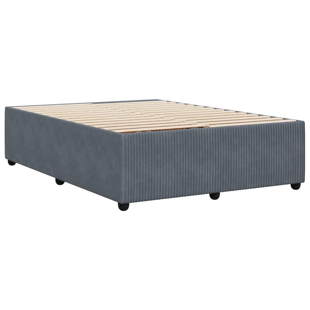 Bed Frame without Mattress Dark Grey Queen Velvet