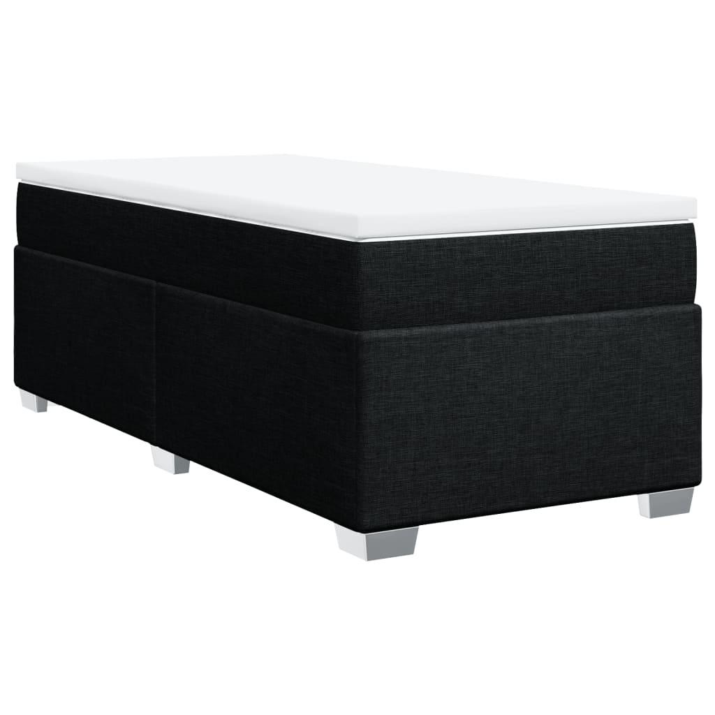 Box Spring Bed with Mattress Black King Single Fabric