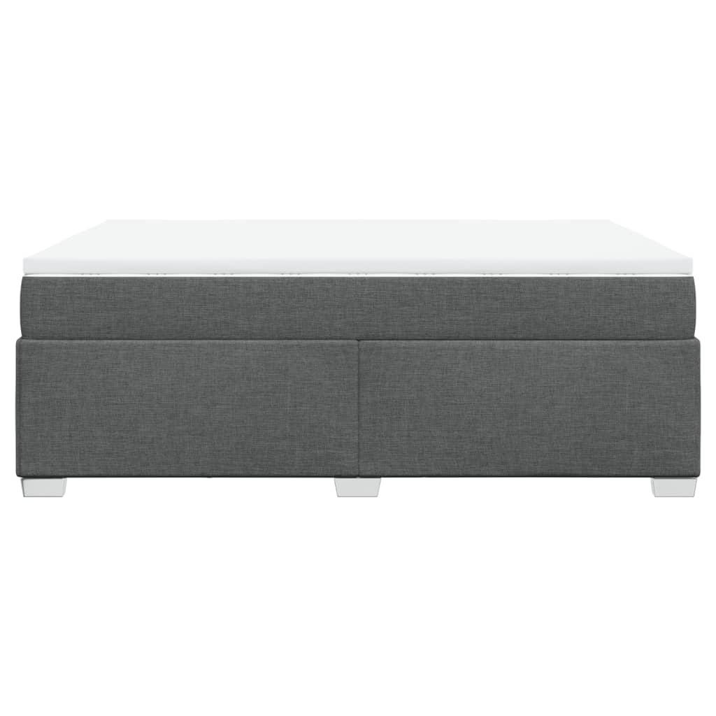 Box Spring Bed with Mattress Light Grey Double Fabric