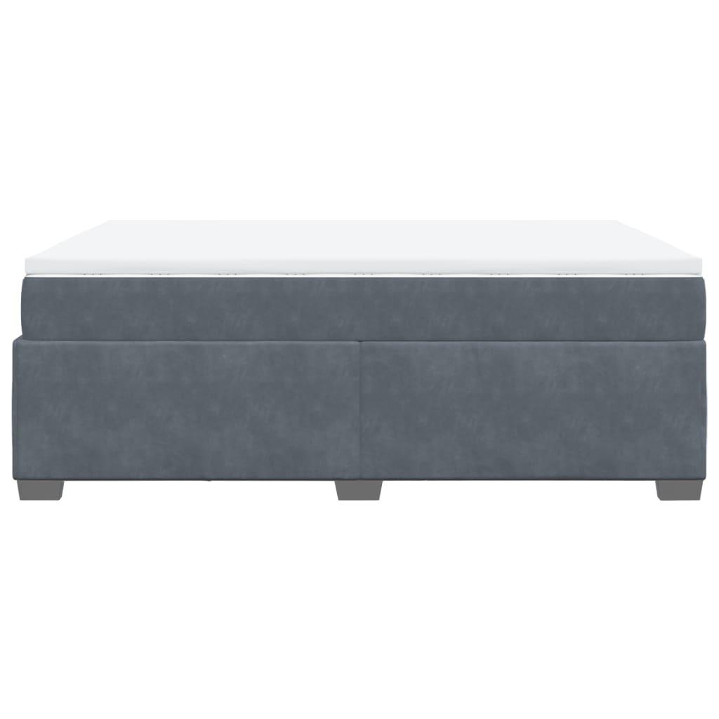 Box Spring Bed with Mattress Dark Grey Double Velvet