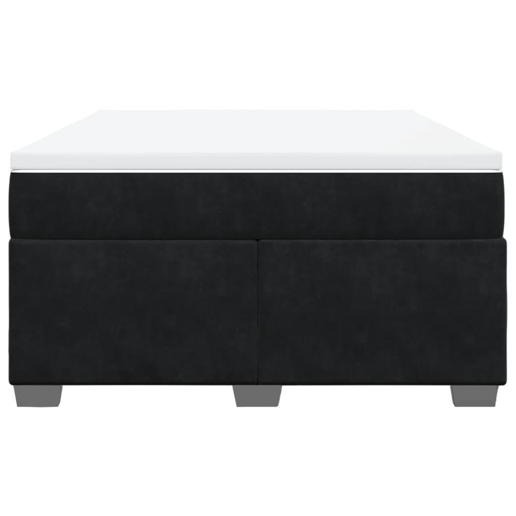 Box Spring Bed with Mattress Black Double Velvet