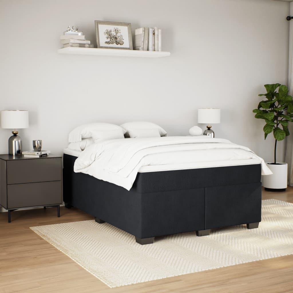 Box Spring Bed with Mattress Black Double Velvet