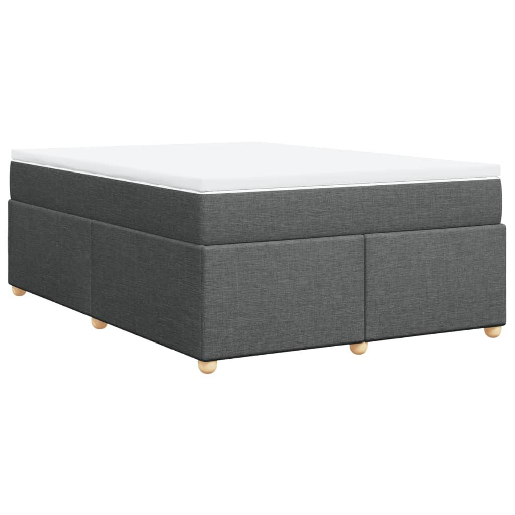 Box Spring Bed with Mattress Light Grey Queen Fabric