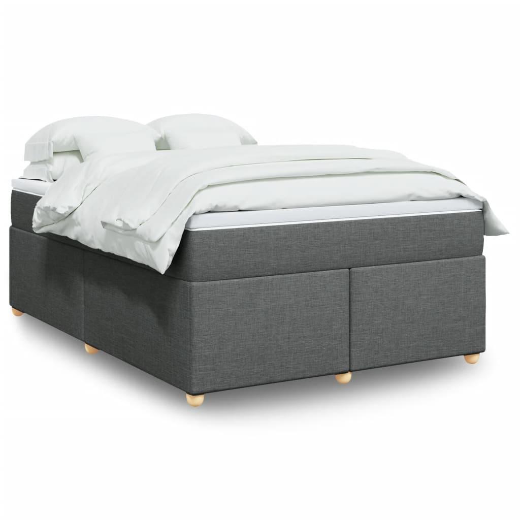 Box Spring Bed with Mattress Light Grey Queen Fabric