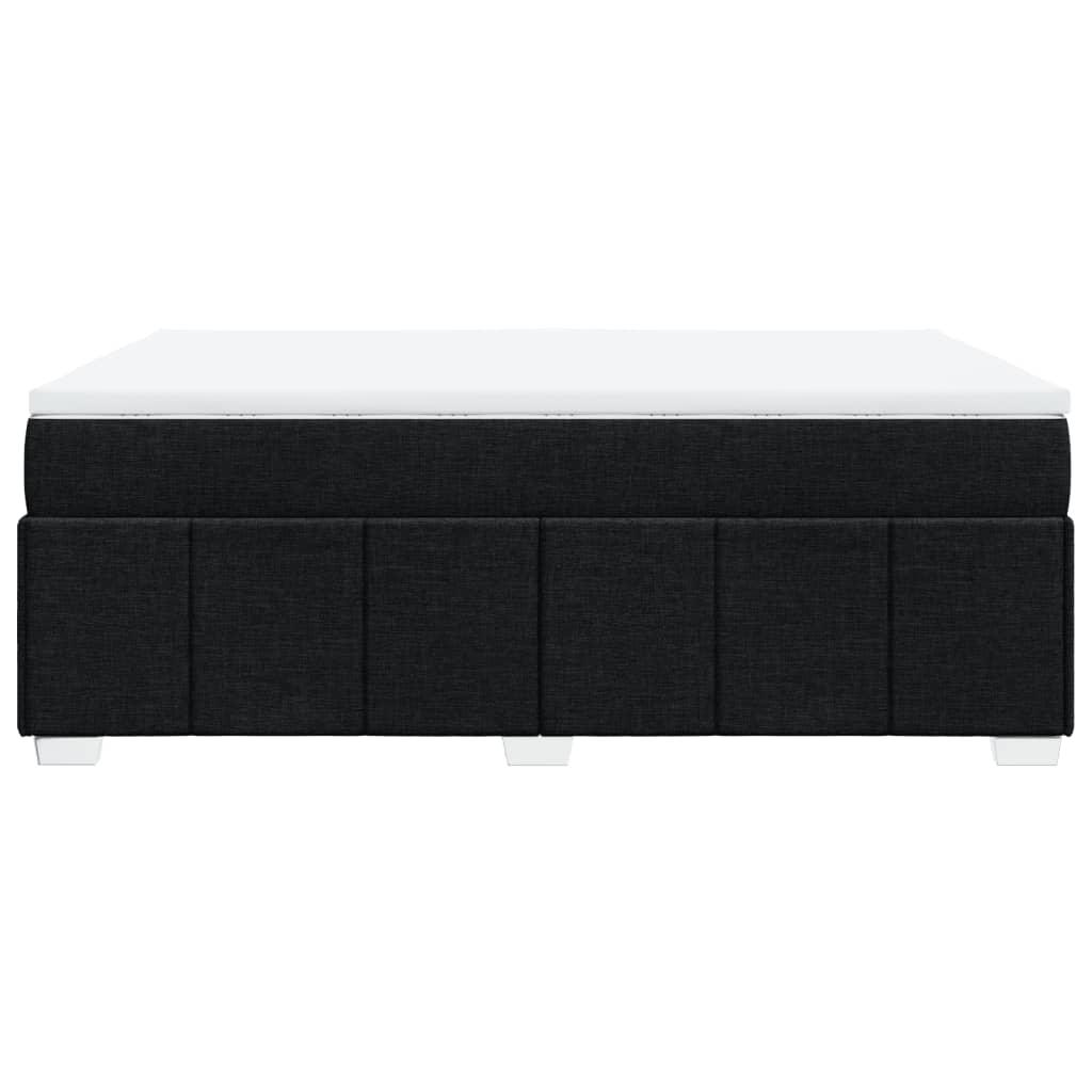 Box Spring Bed with Mattress Black Double Size Fabric