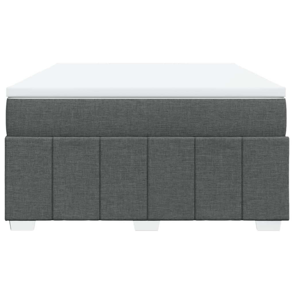 Box Spring Bed with Mattress Dark Grey Queen Size Fabric