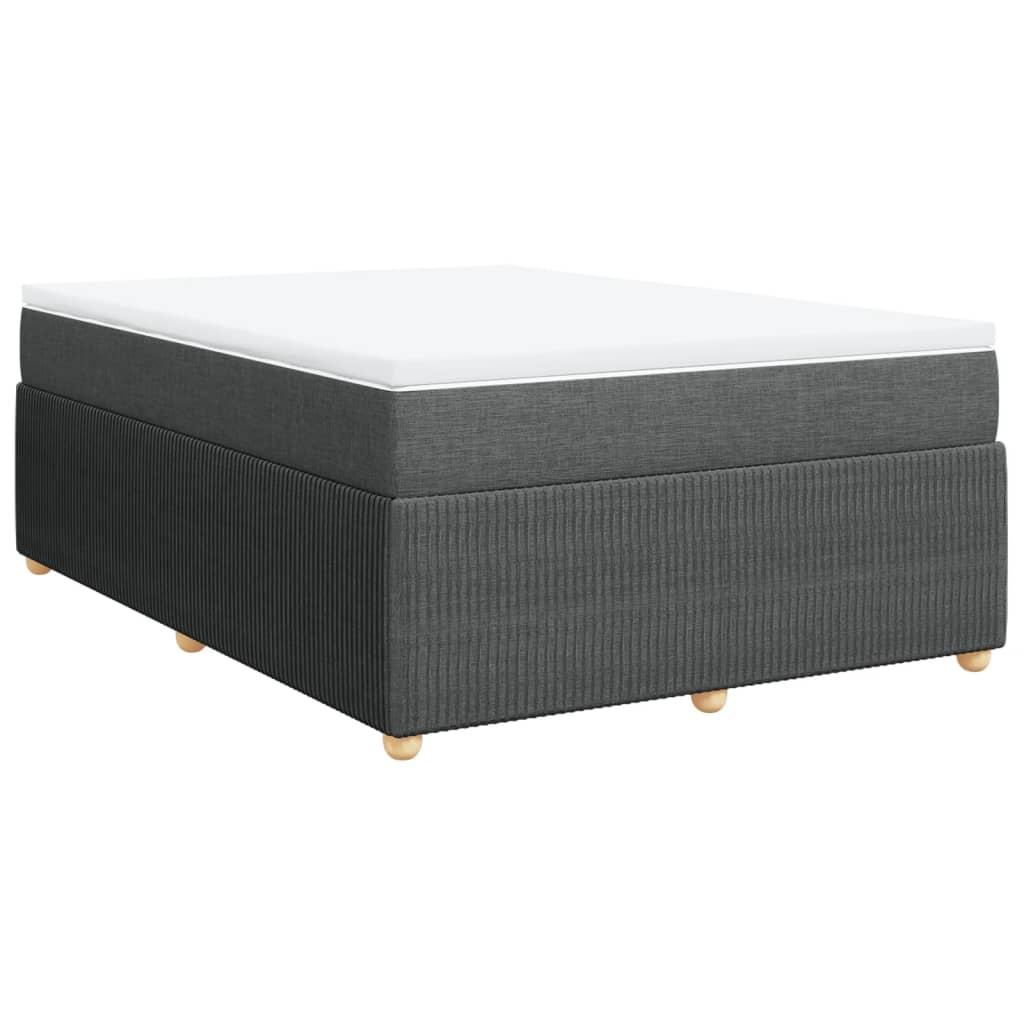 Box Spring Bed with Mattress Black Double Fabric