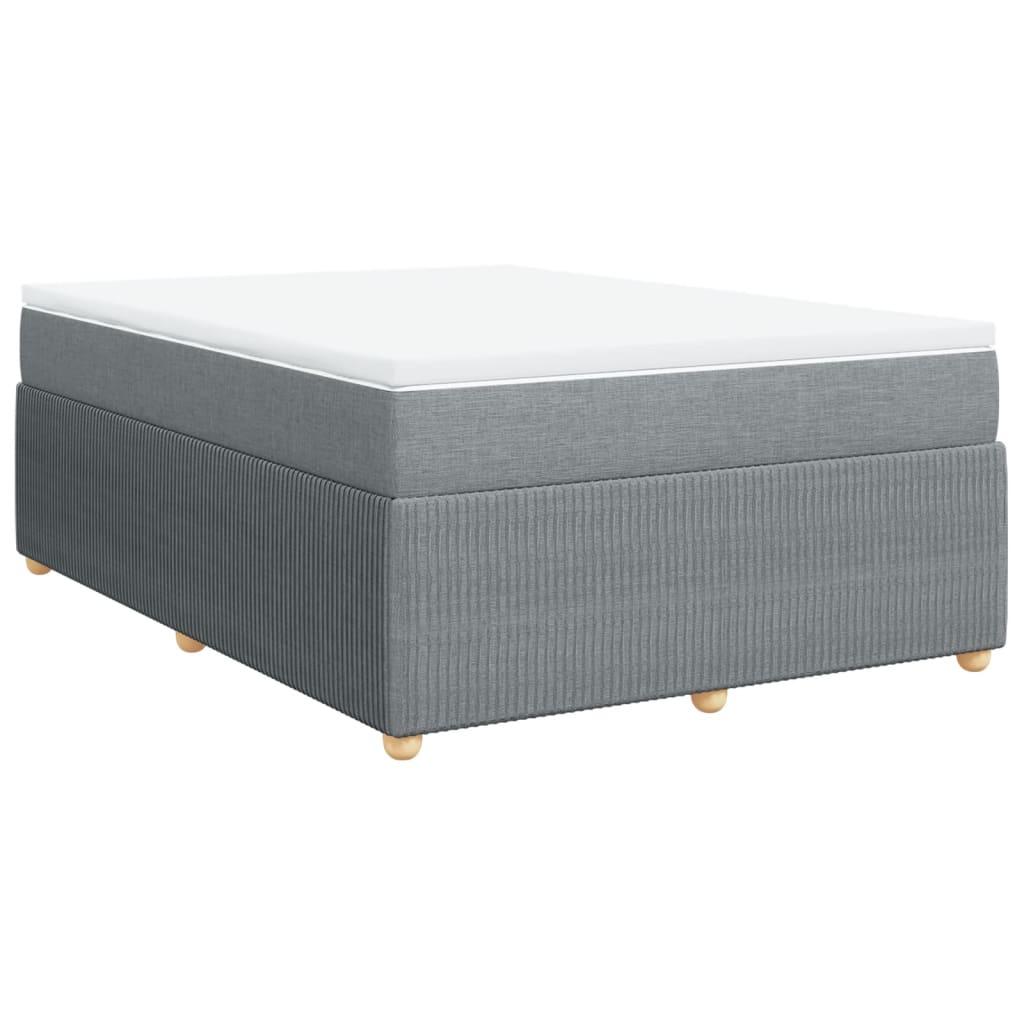 Box Spring Bed with Mattress Dark Grey Queen Fabric