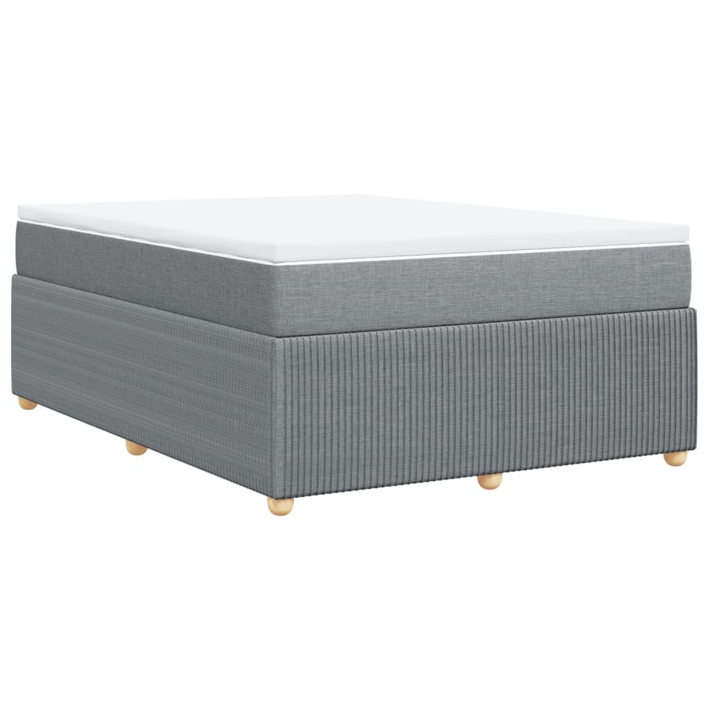 Box Spring Bed with Mattress Dark Grey Queen Fabric